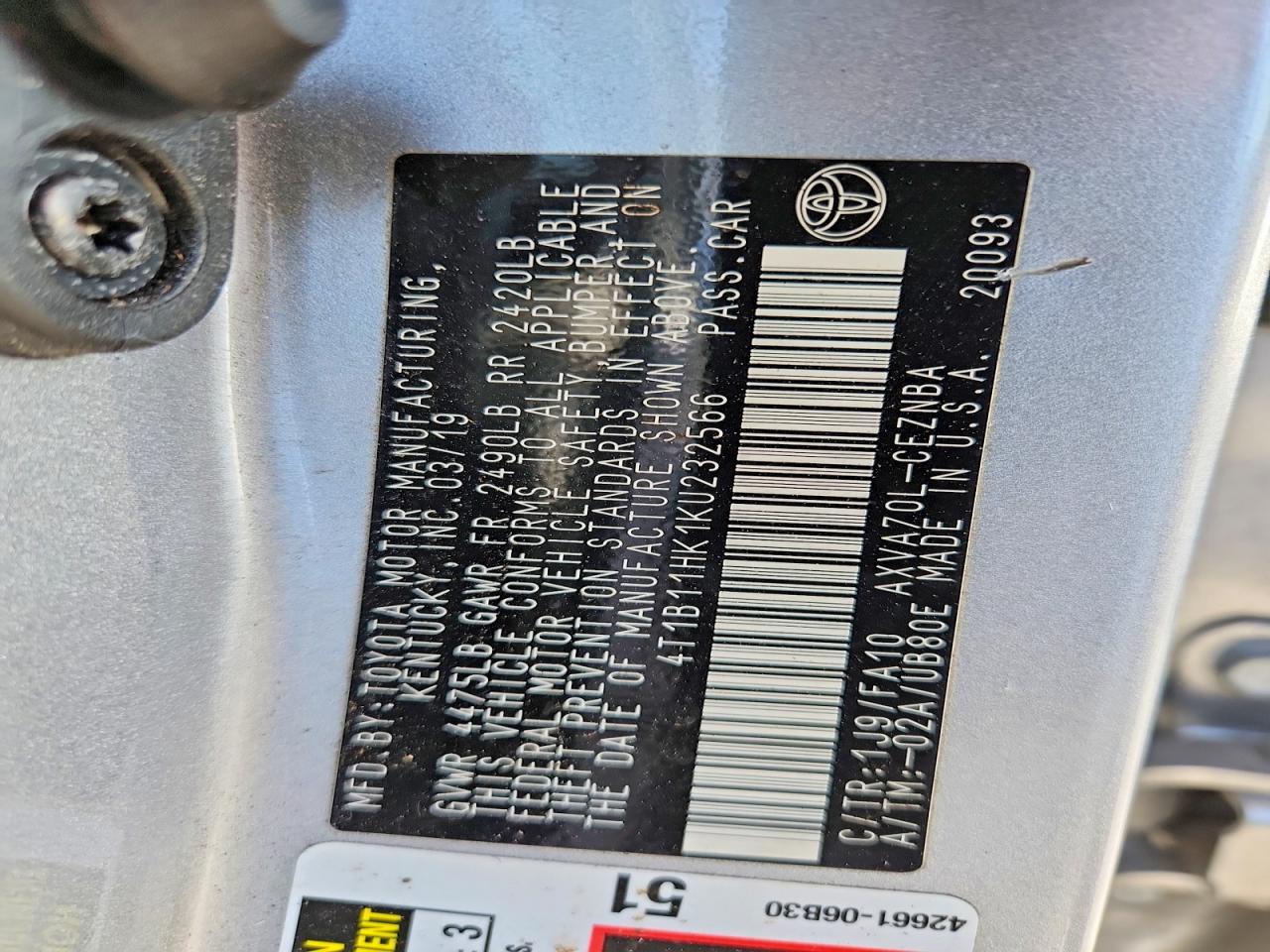 2019 TOYOTA CAMRY