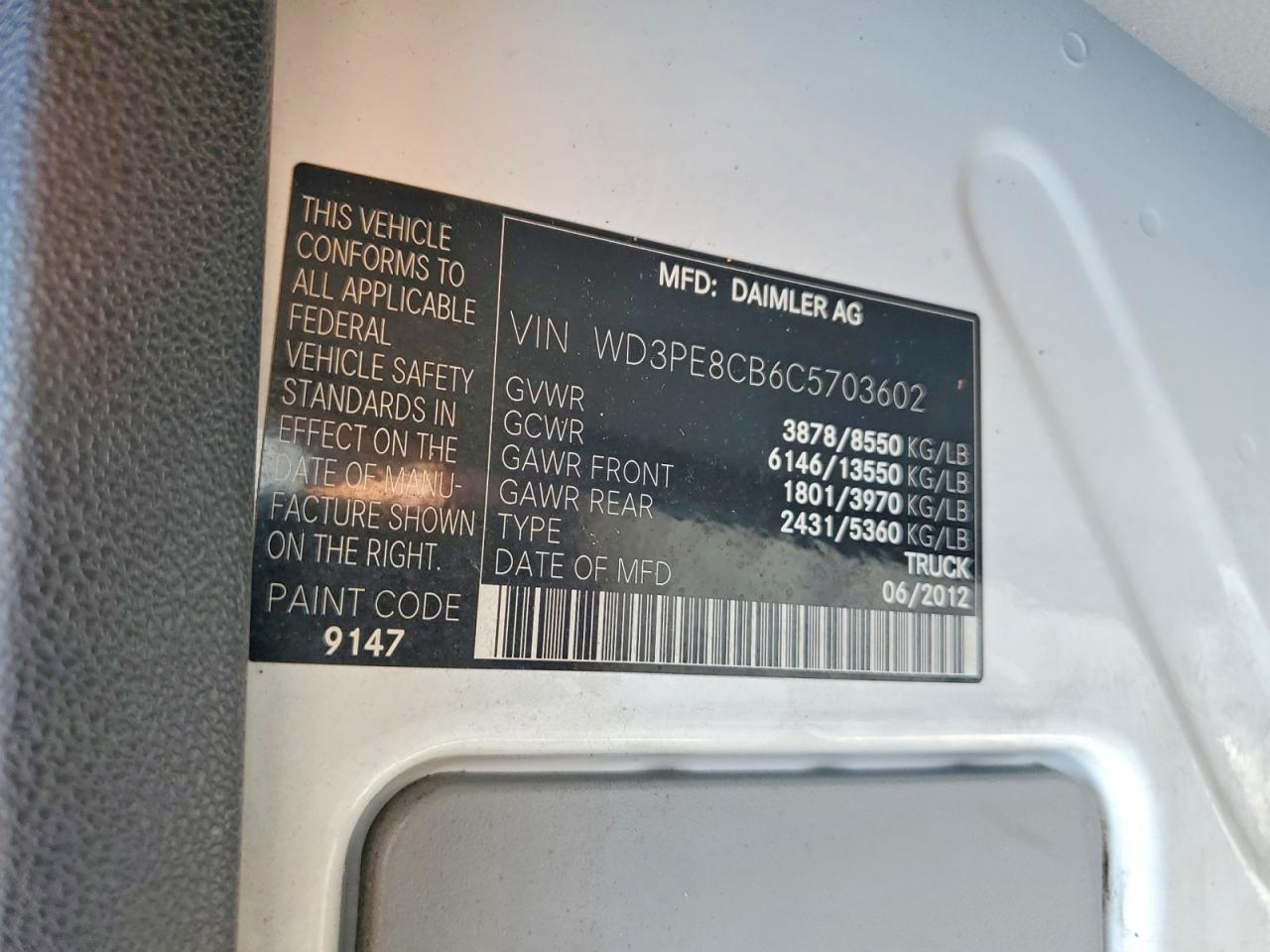 2012 MERCEDES-BENZ SPRINTER