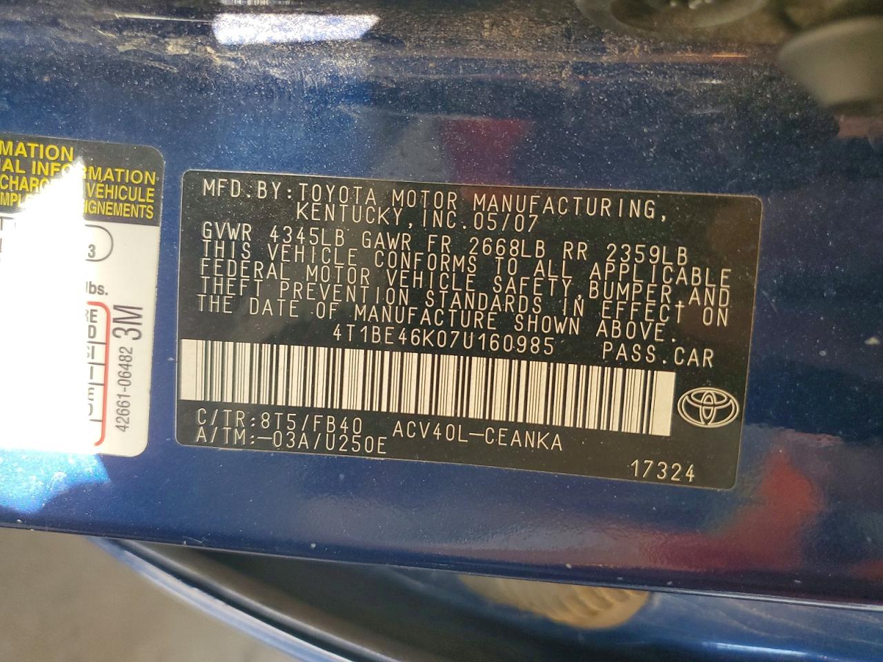 2007 TOYOTA CAMRY