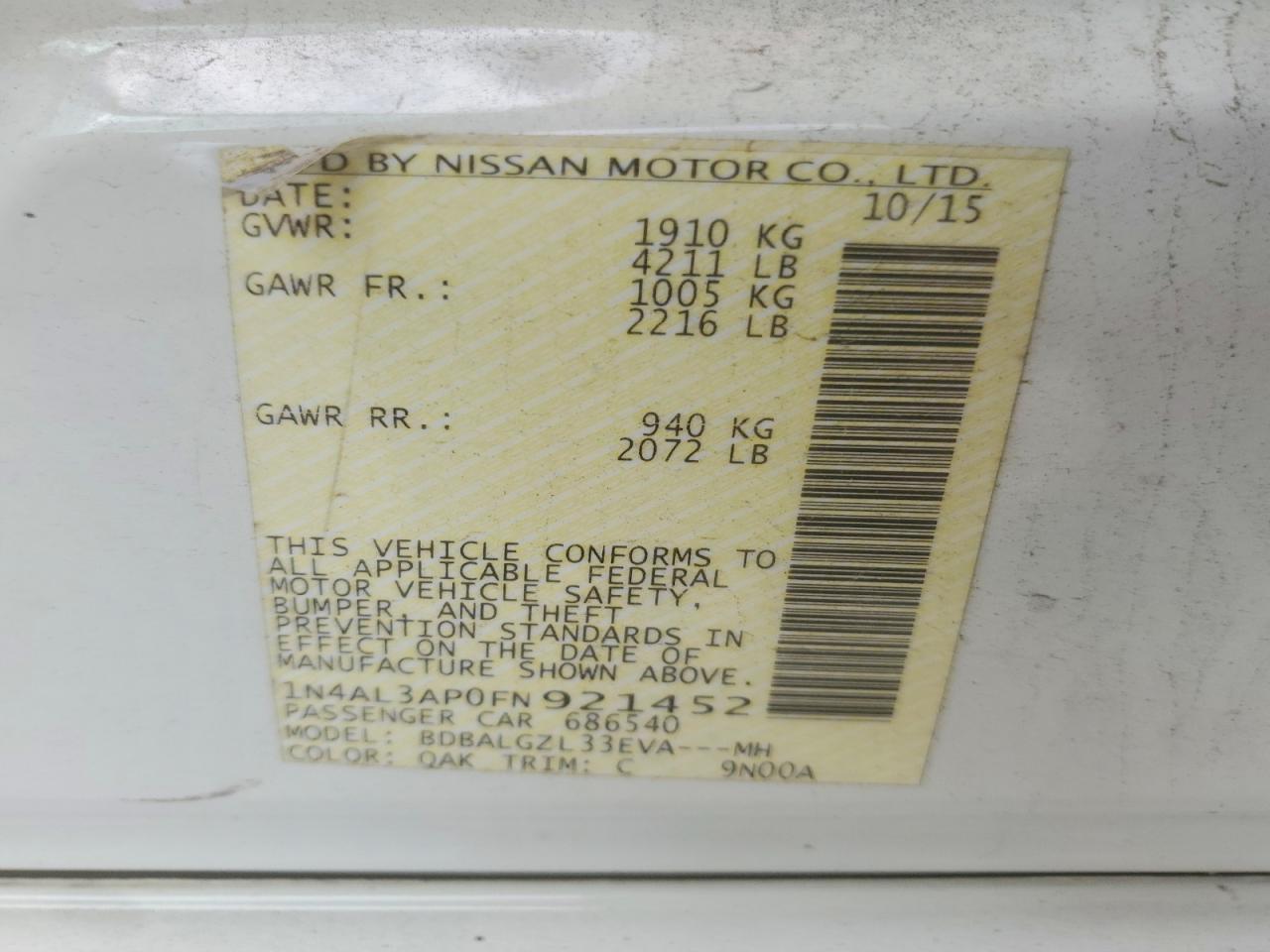2015 NISSAN ALTIMA