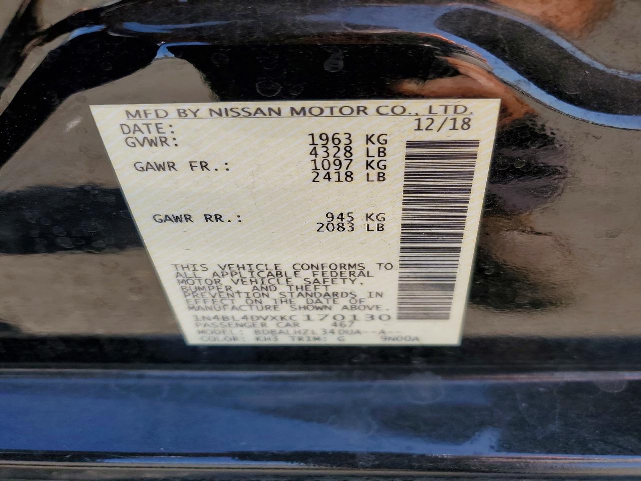 2019 NISSAN ALTIMA