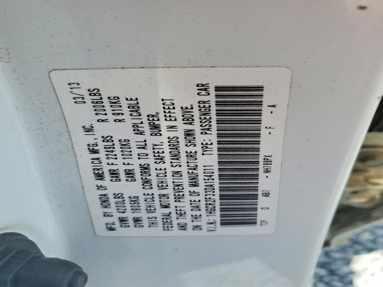 2013 HONDA ACCORD