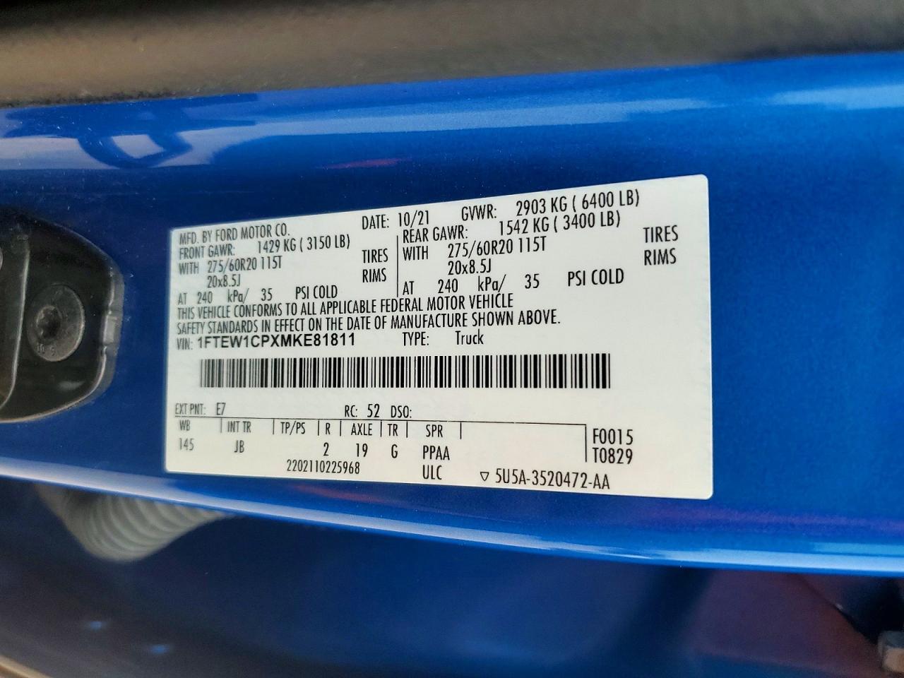 2021 FORD F150