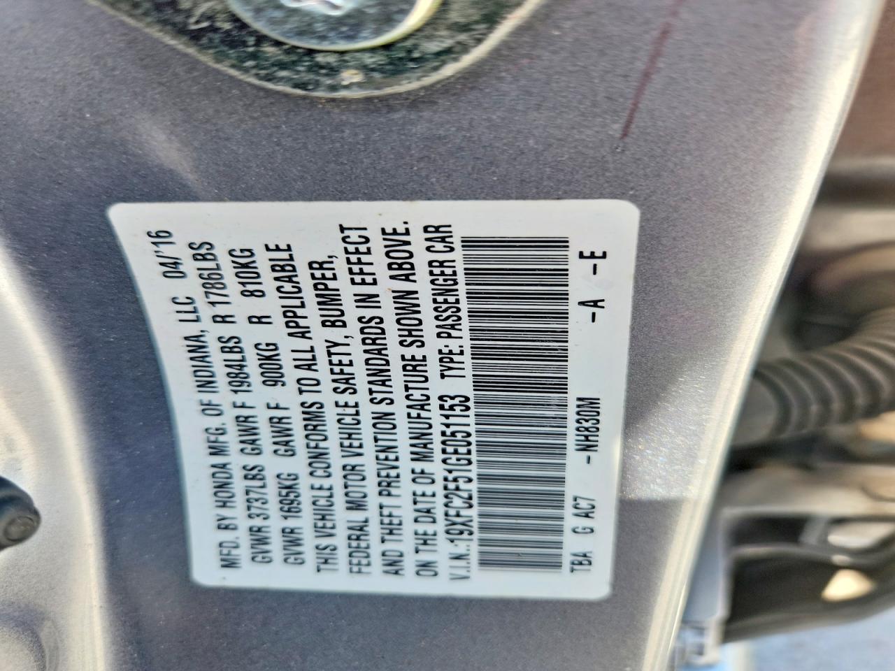 2016 HONDA CIVIC