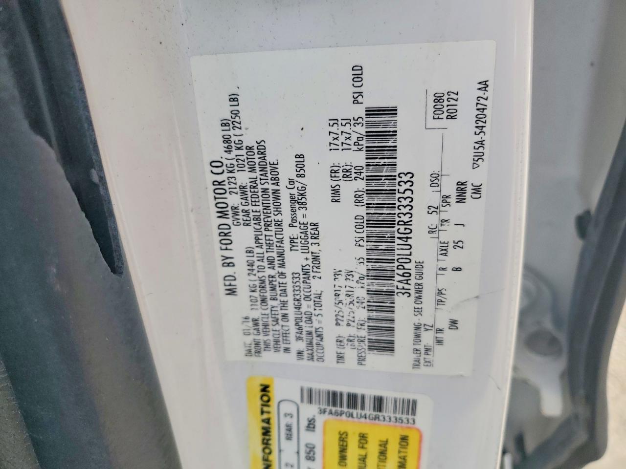 2016 FORD FUSION
