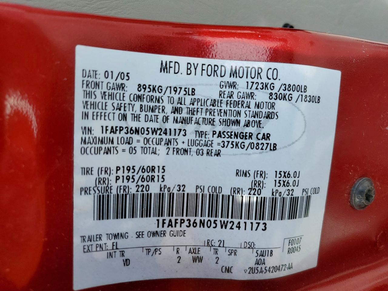 2005 FORD FOCUS