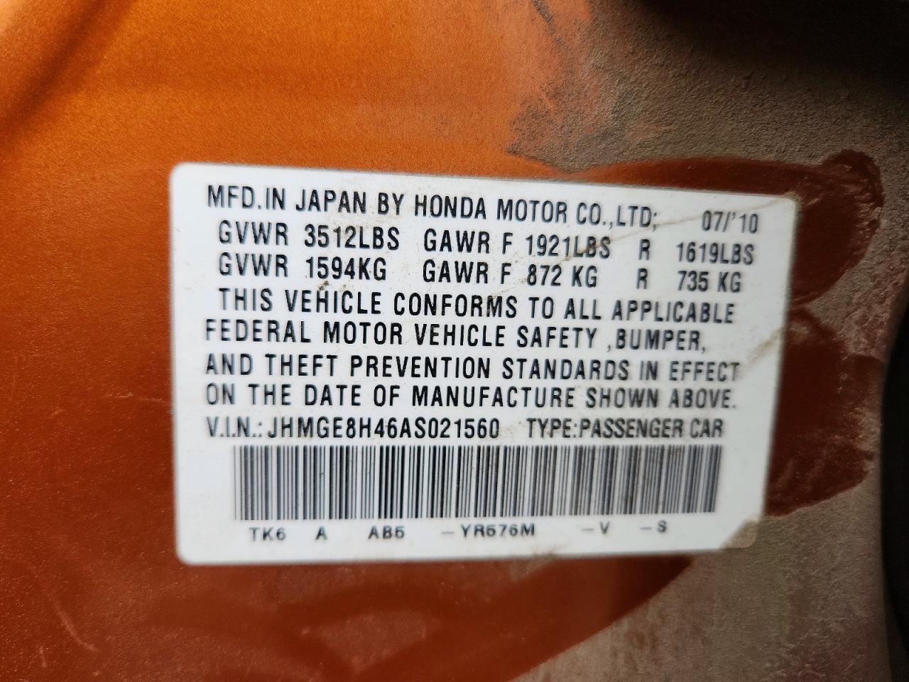 2010 HONDA FIT