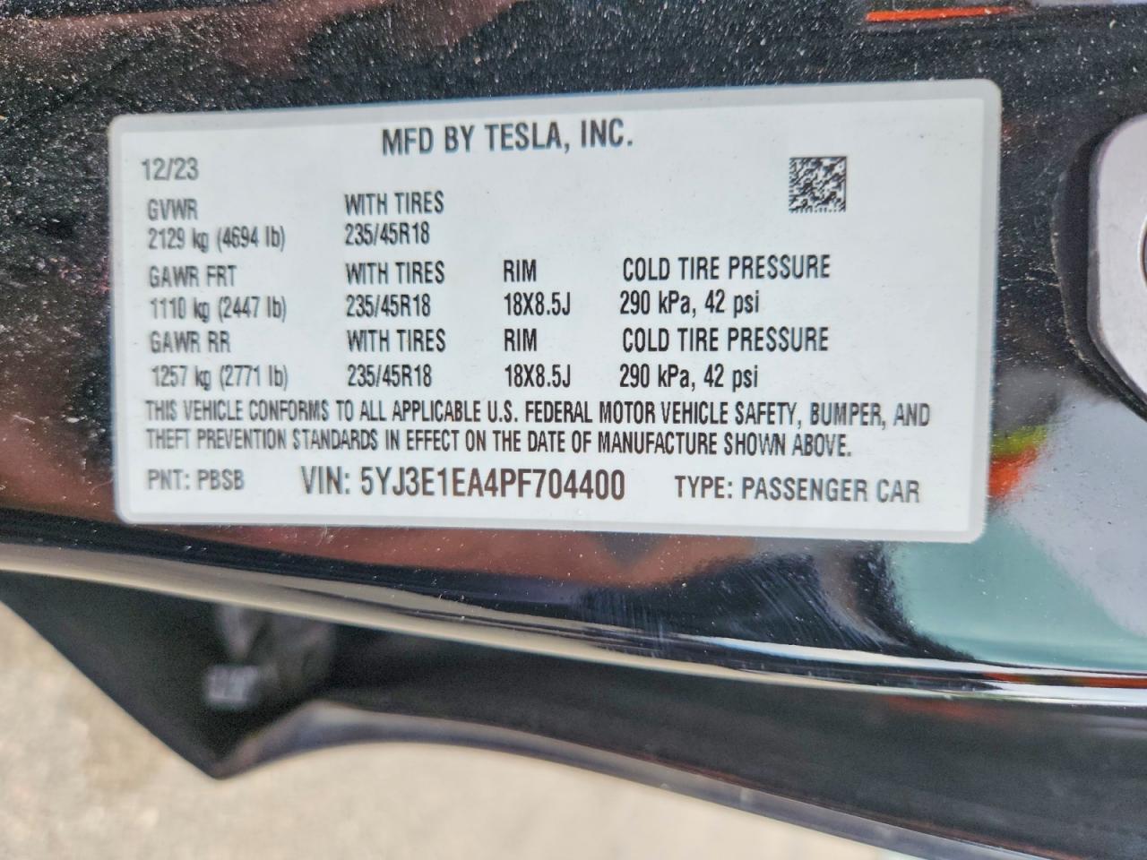2023 TESLA MODEL 3
