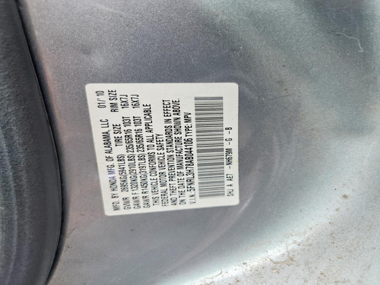 2010 HONDA ODYSSEY
