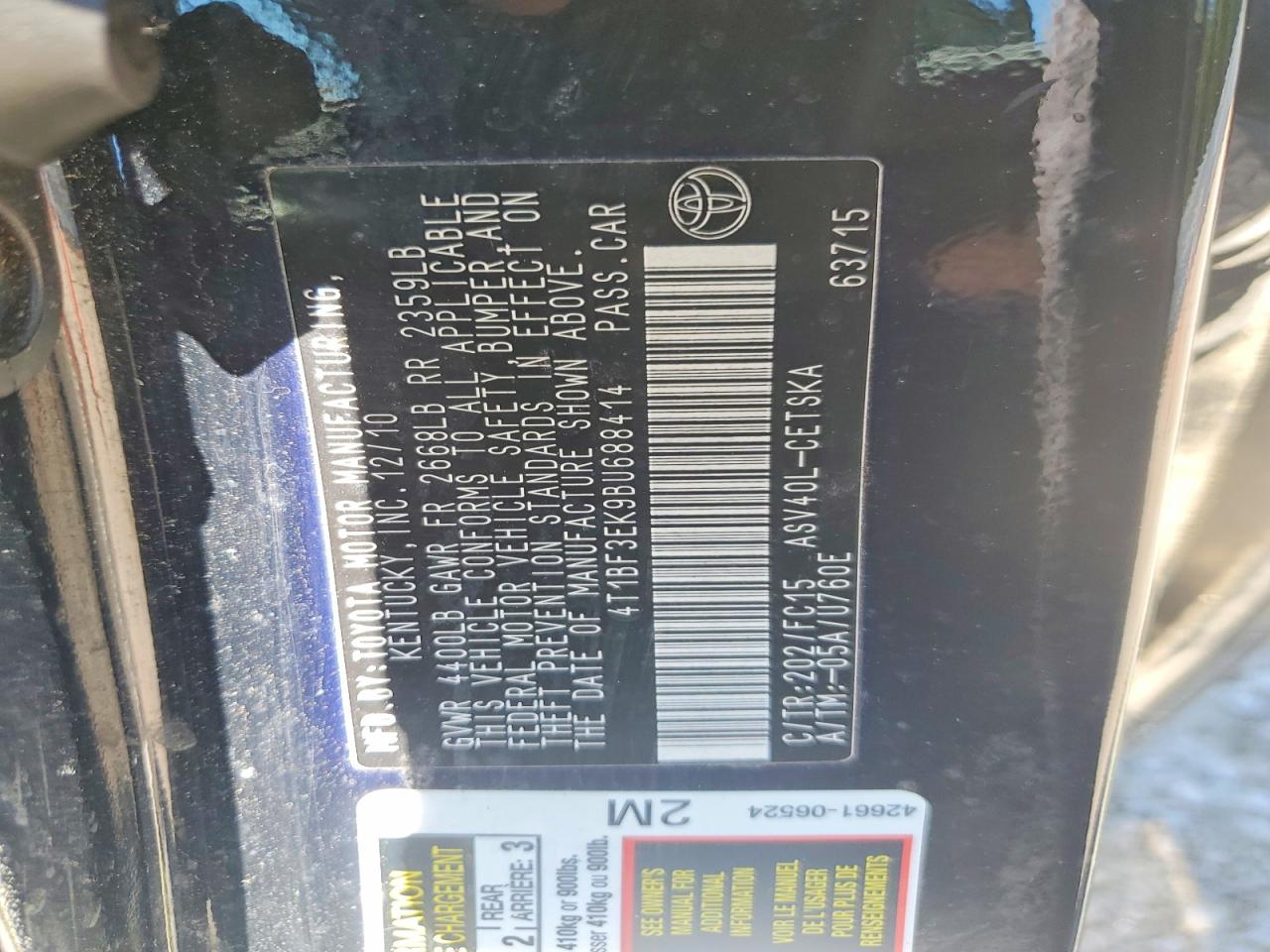 2011 TOYOTA CAMRY