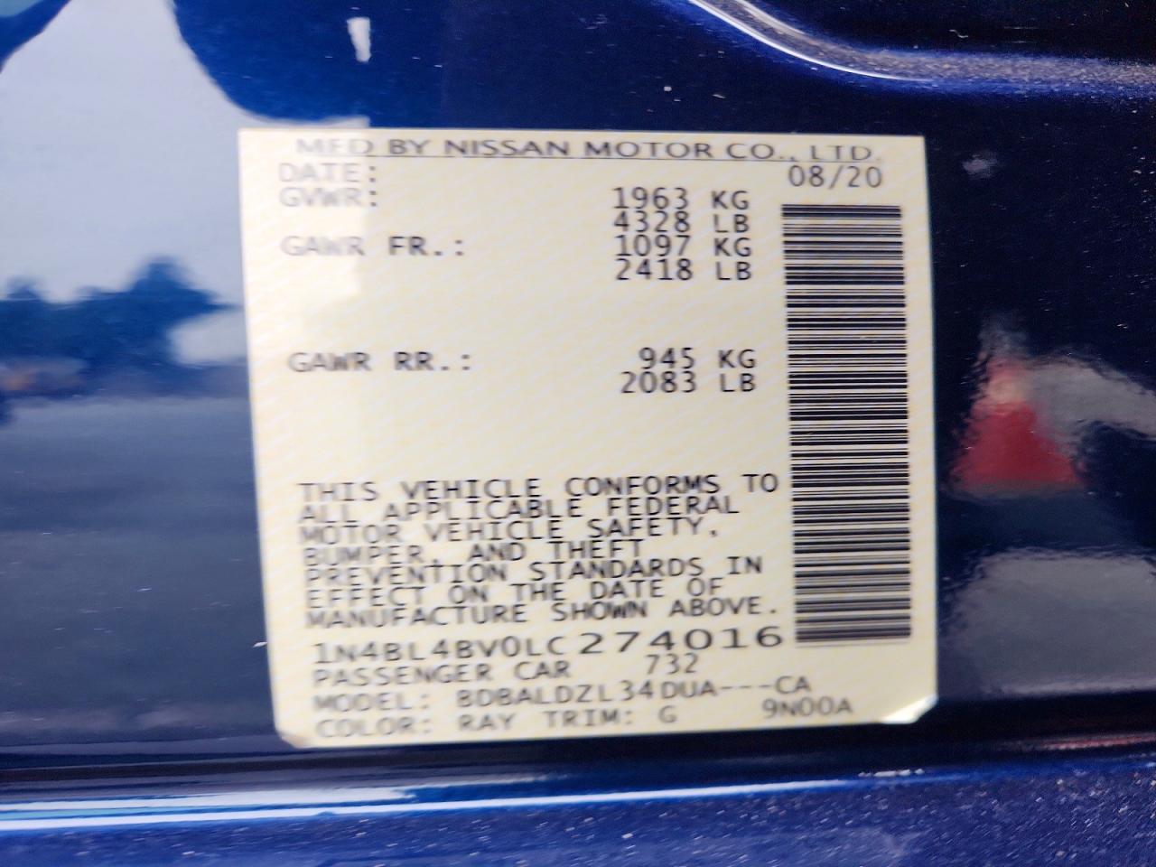 2020 NISSAN ALTIMA