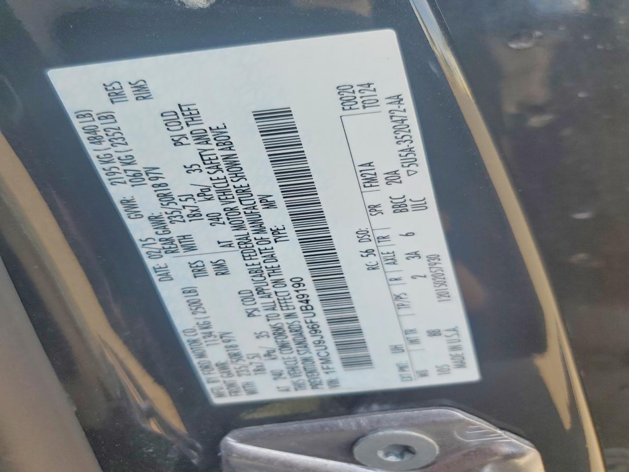 2015 FORD ESCAPE