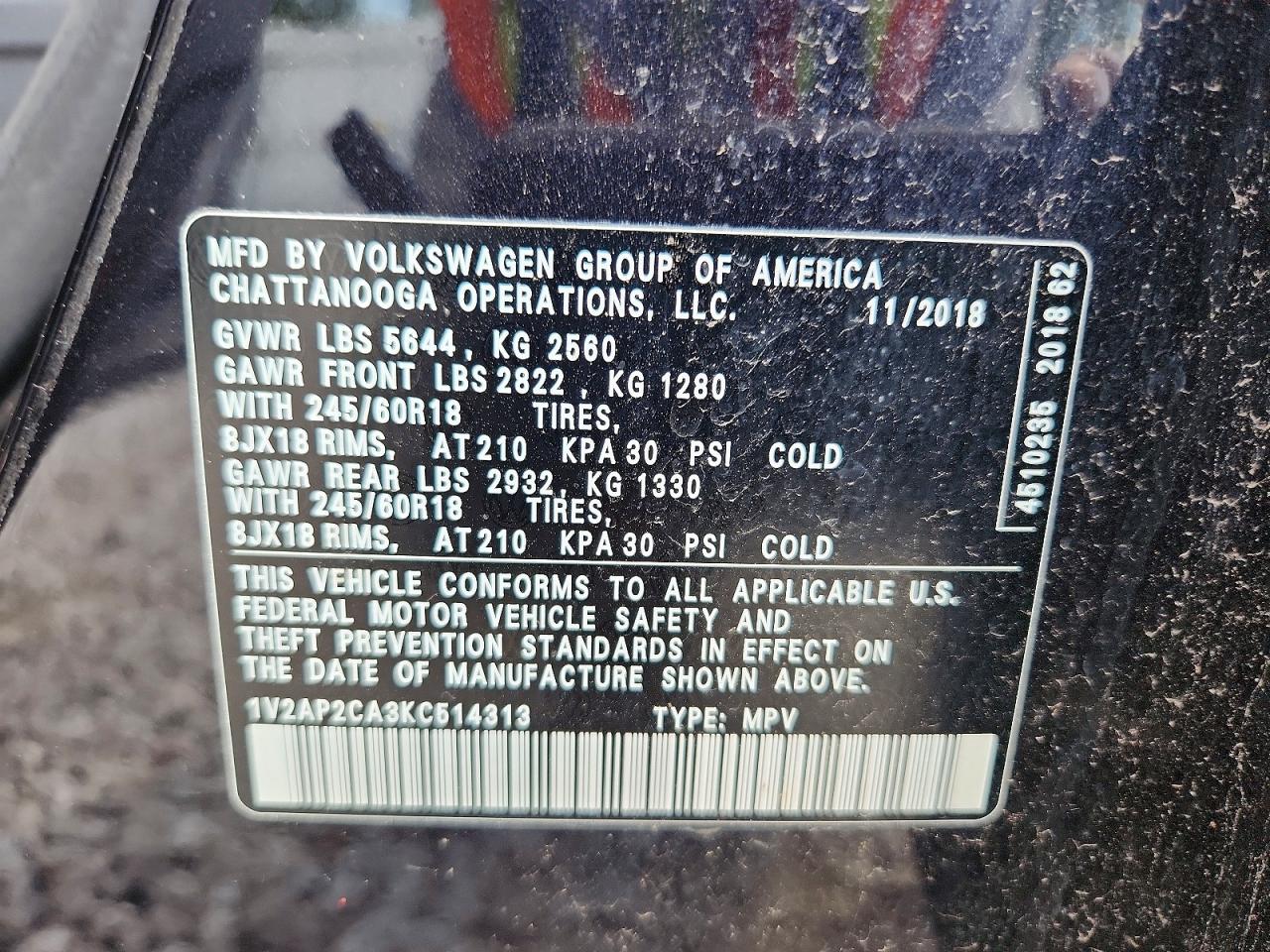 2019 VOLKSWAGEN ATLAS