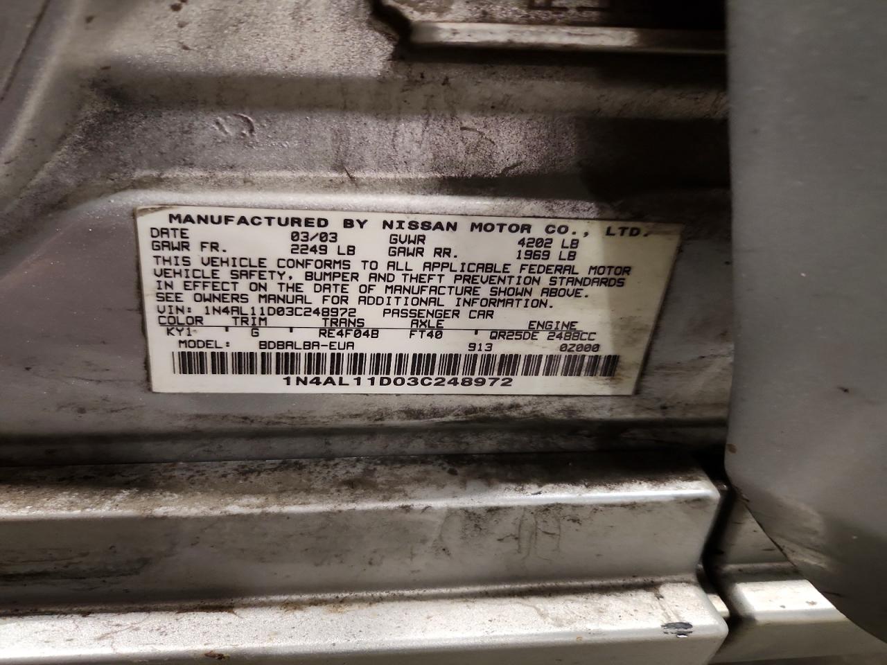 2003 NISSAN ALTIMA