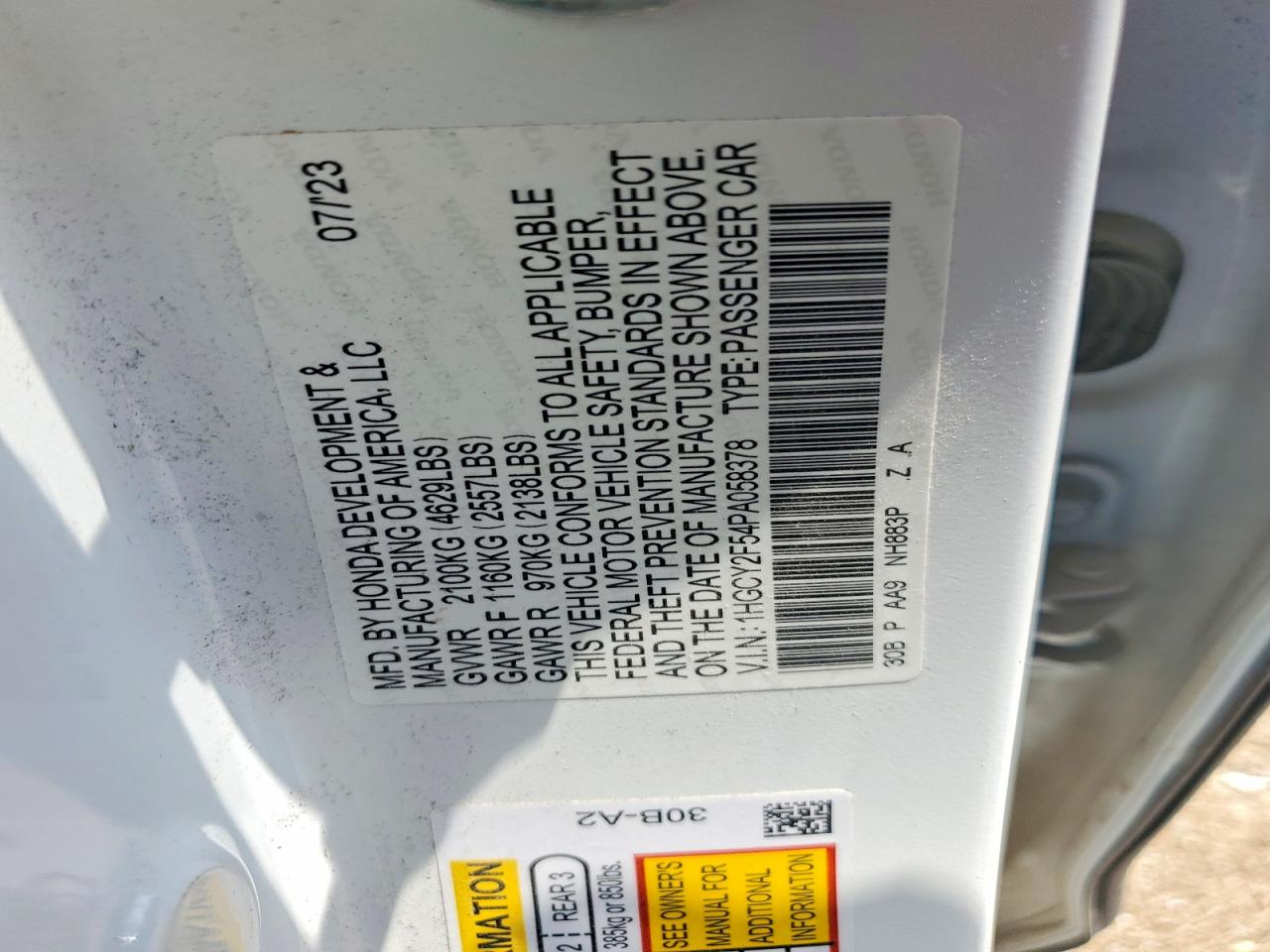 2023 HONDA ACCORD