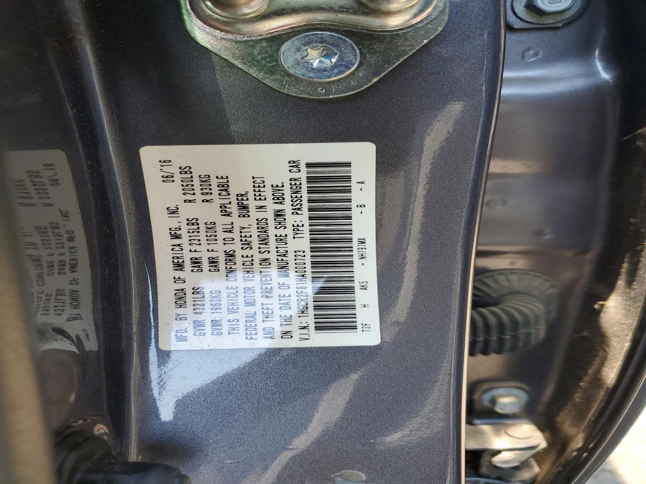 2017 HONDA ACCORD