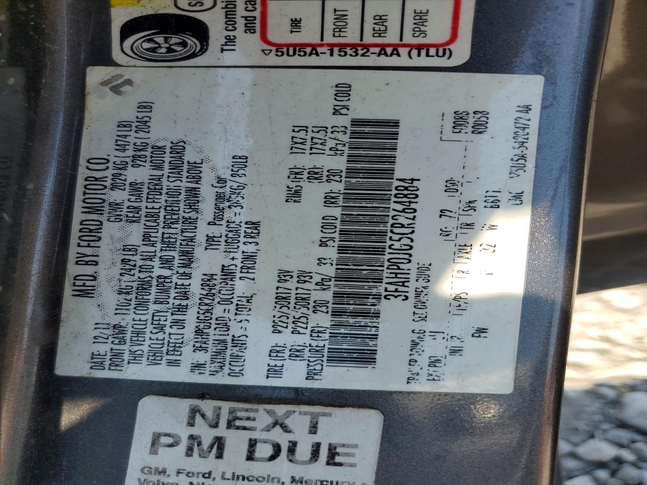 2012 FORD FUSION