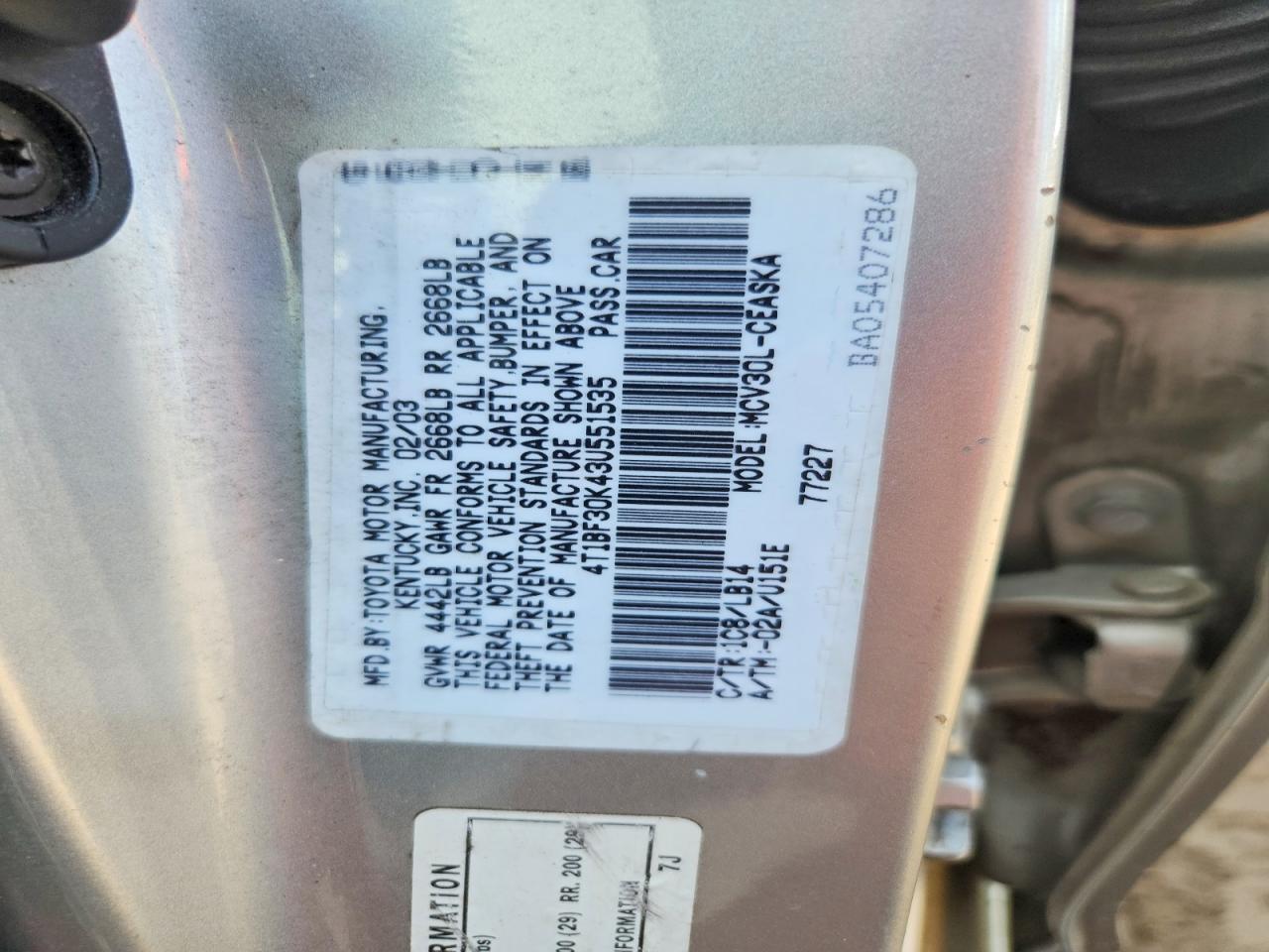 2003 TOYOTA CAMRY