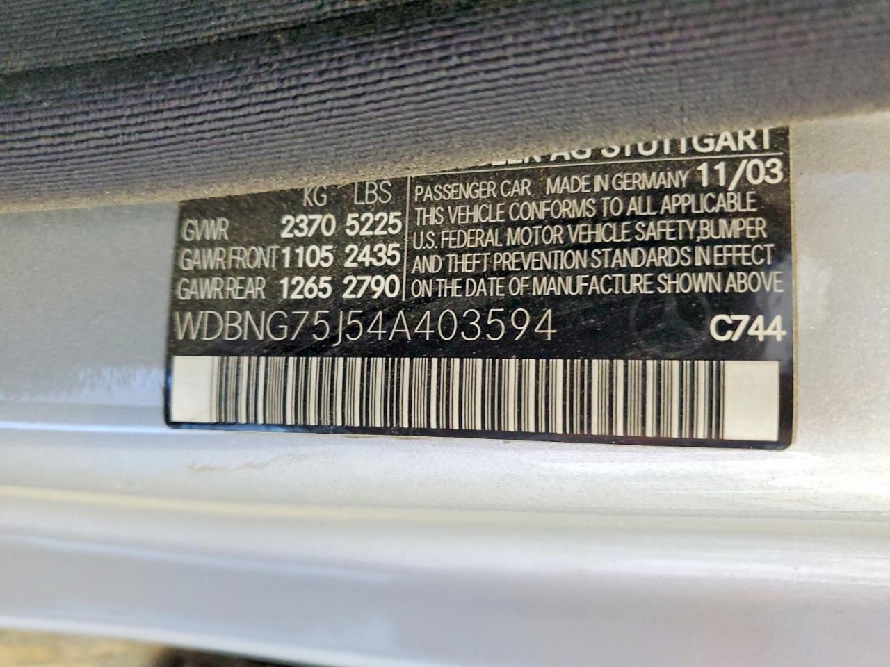 2004 MERCEDES-BENZ S-CLASS