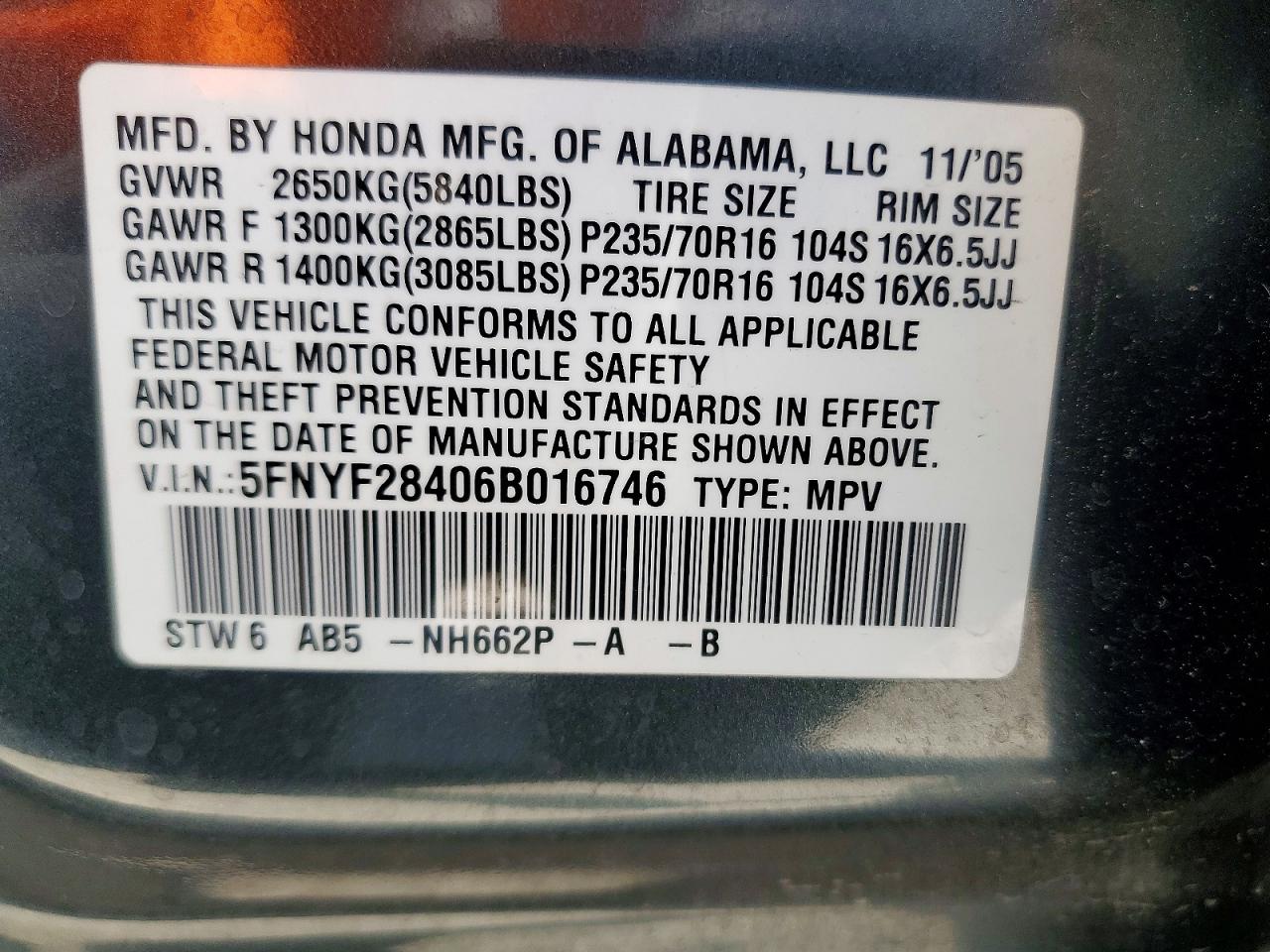 2006 HONDA PILOT