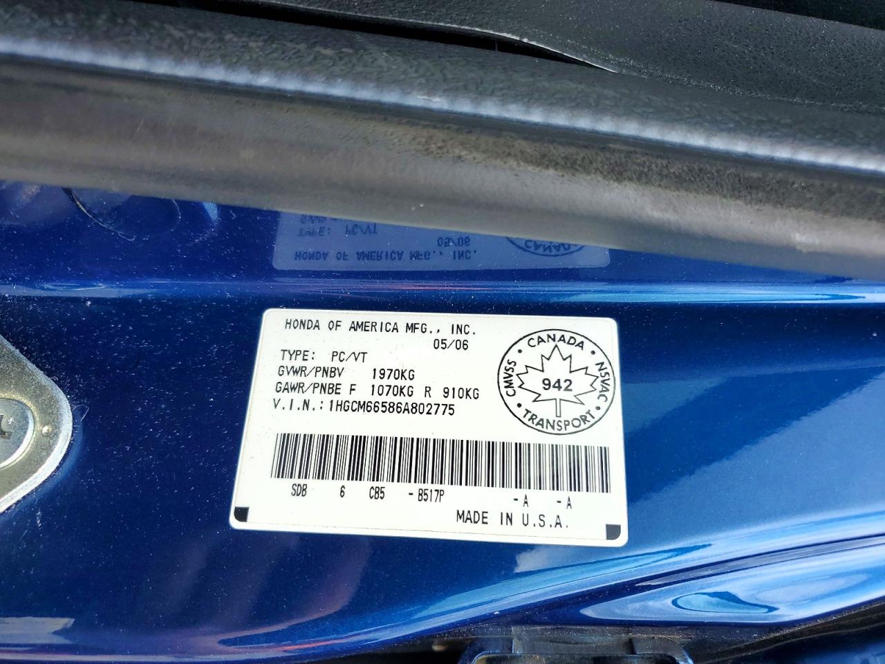 2006 HONDA ACCORD