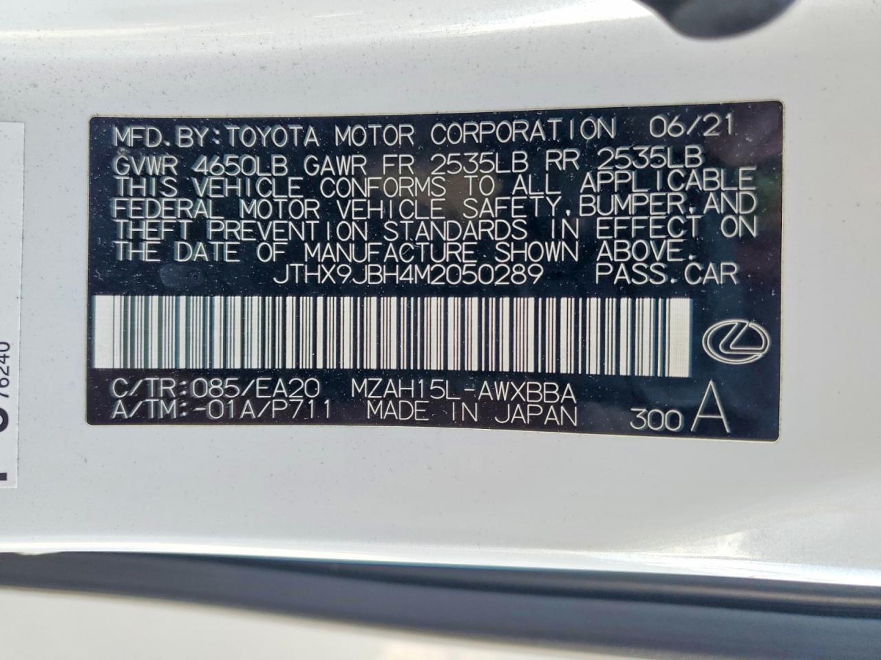 2021 LEXUS ALL OTHER