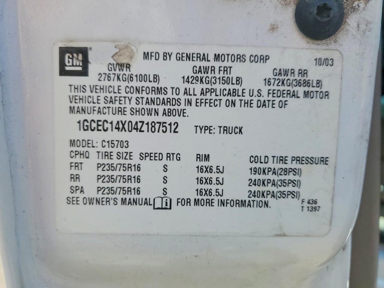 2004 CHEVROLET SILVERADO