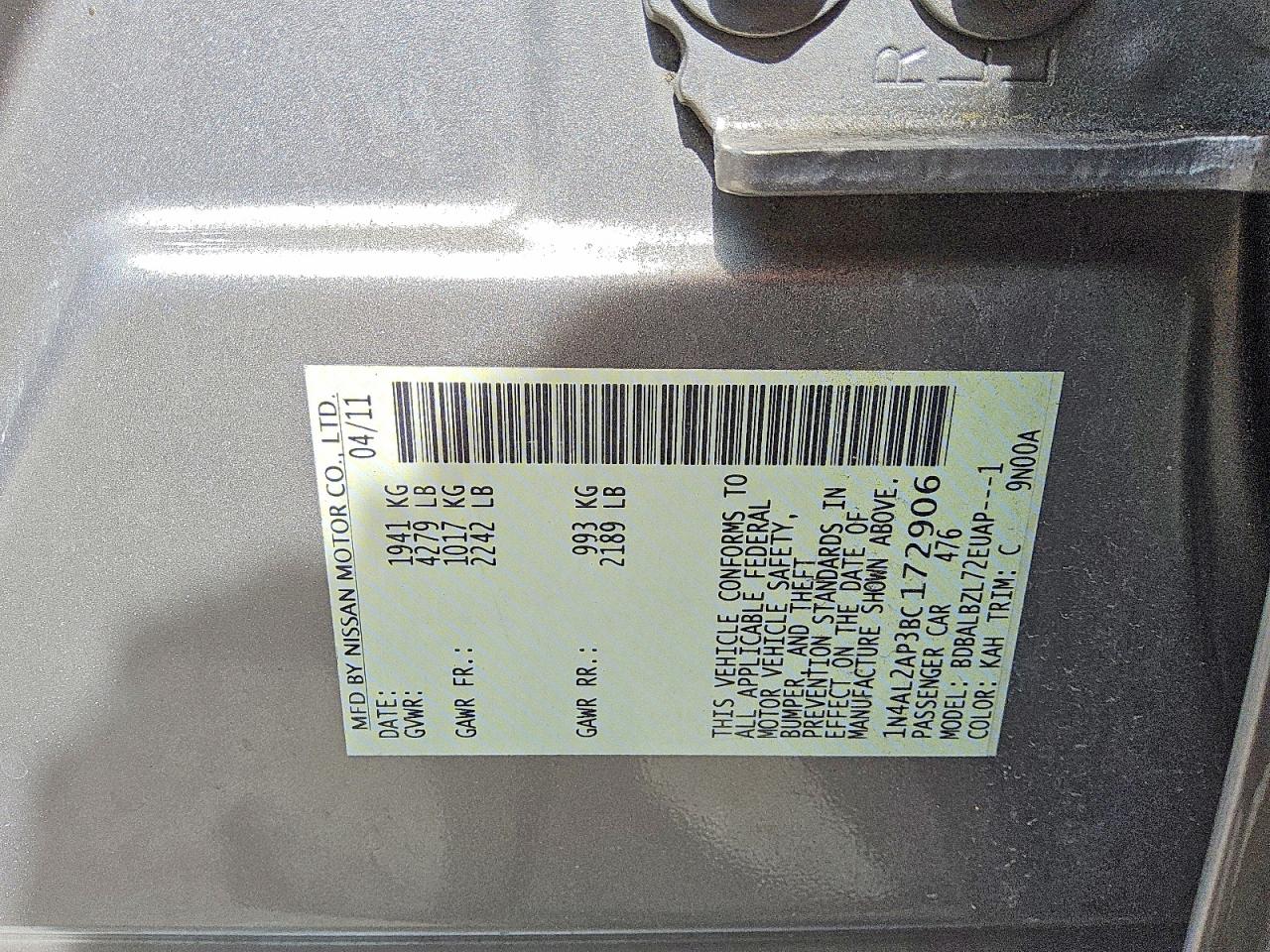 2011 NISSAN ALTIMA
