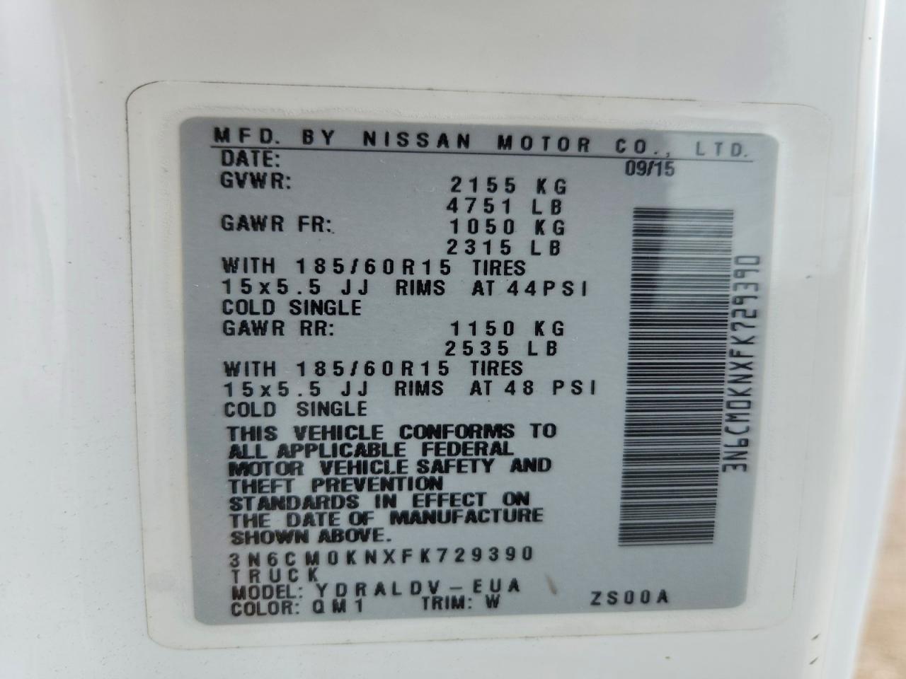 2015 NISSAN NV