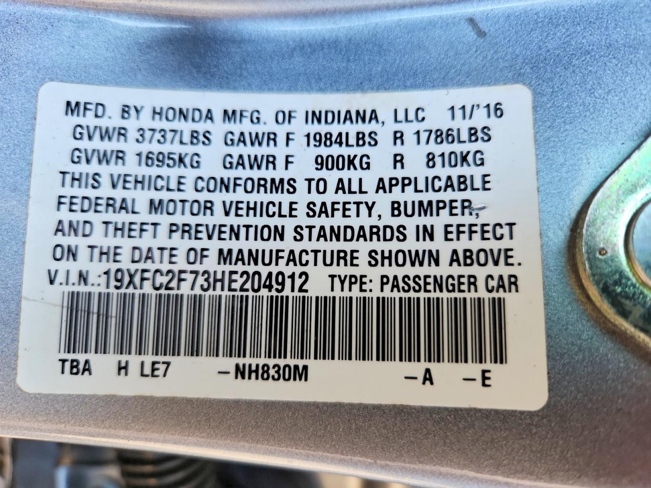 2017 HONDA CIVIC