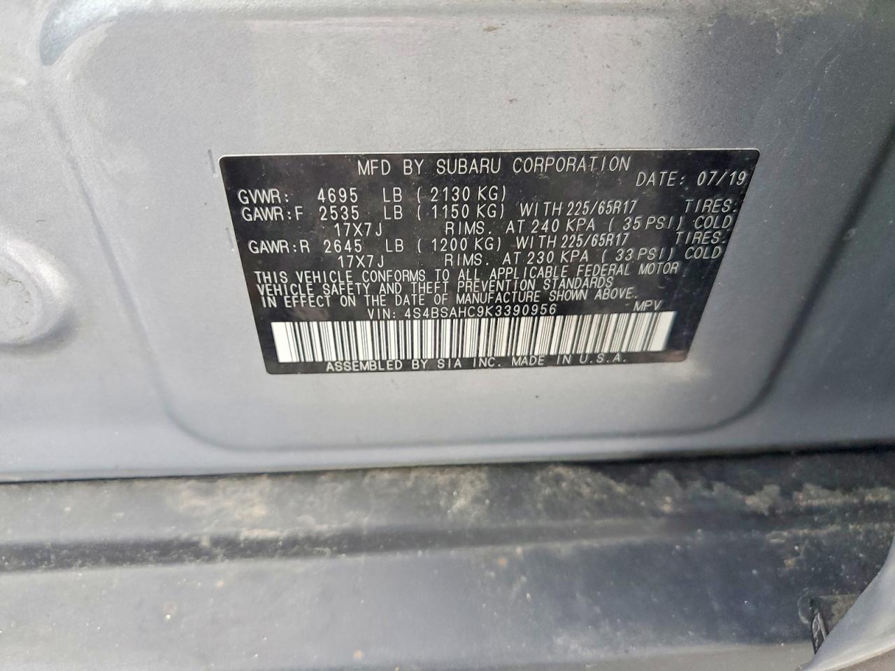 2019 SUBARU OUTBACK