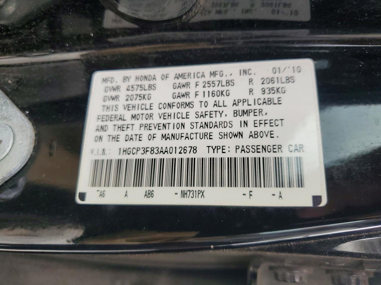 2010 HONDA ACCORD