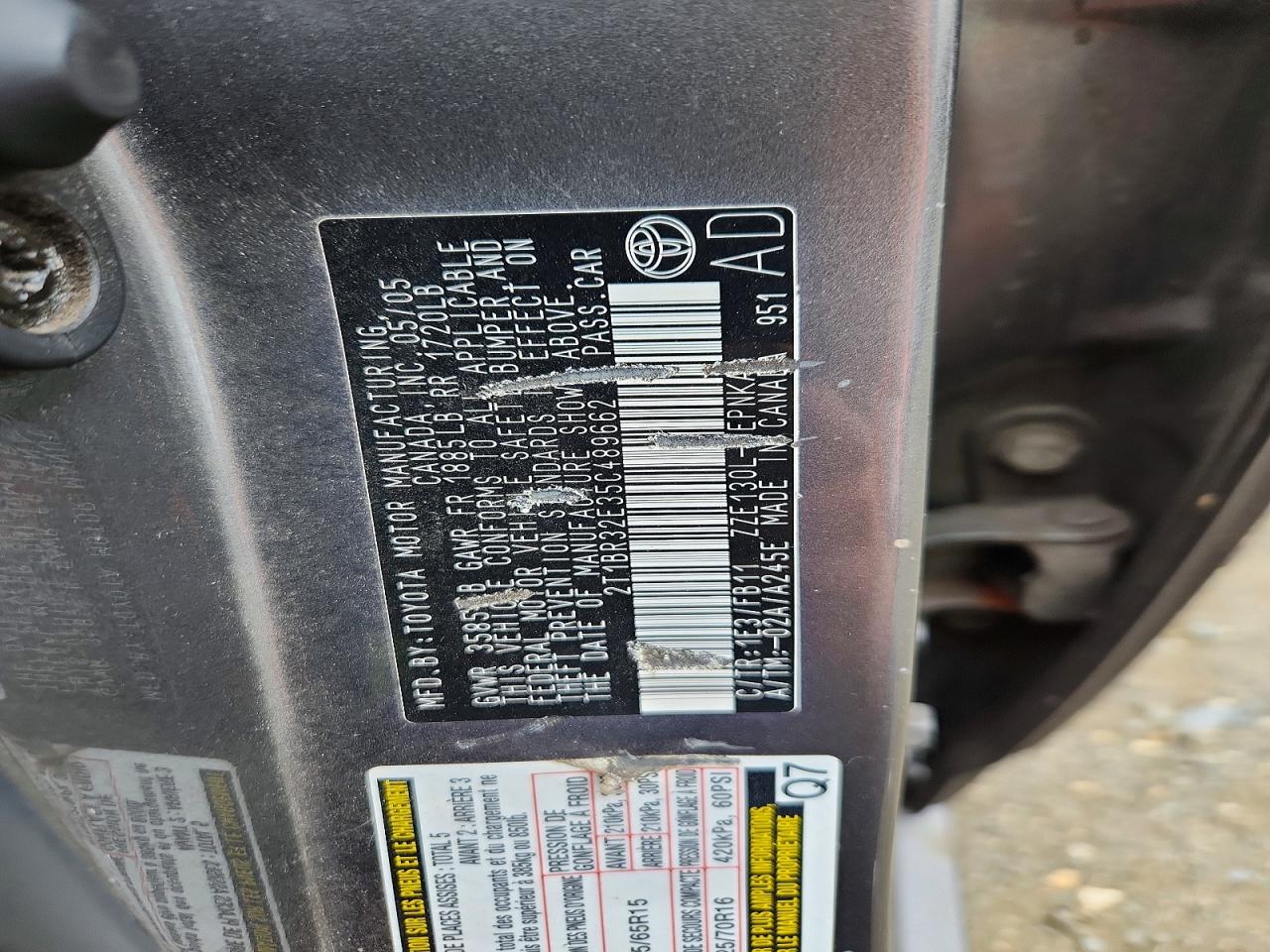 2005 TOYOTA COROLLA