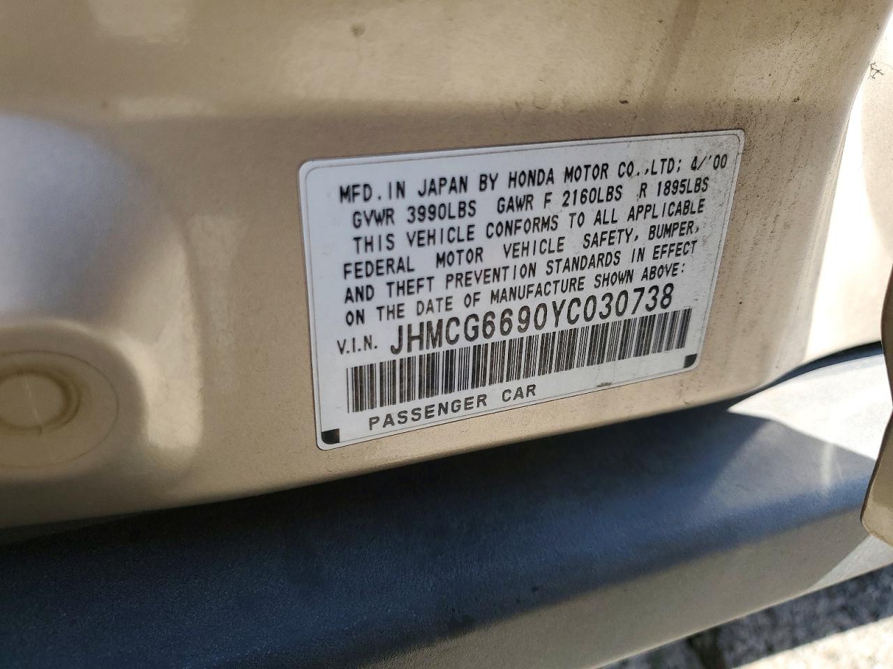 2000 HONDA ACCORD SE