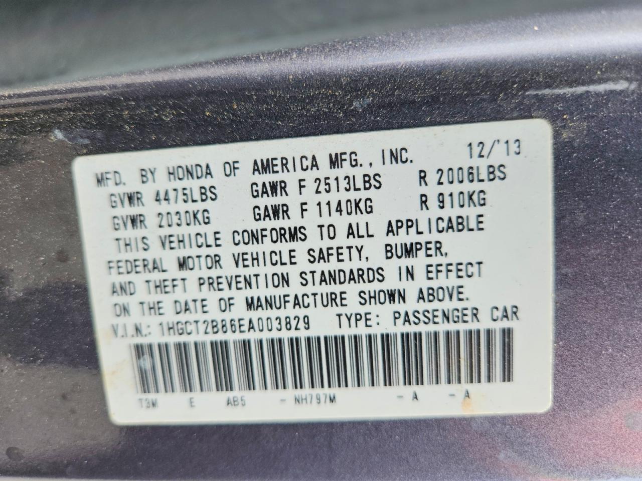 2014 HONDA ACCORD