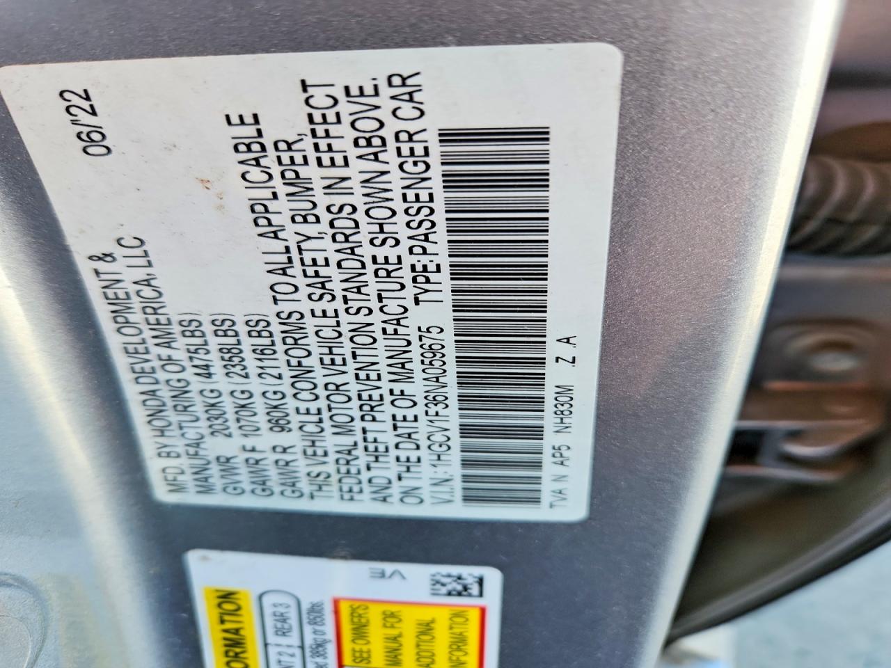 2022 HONDA ACCORD