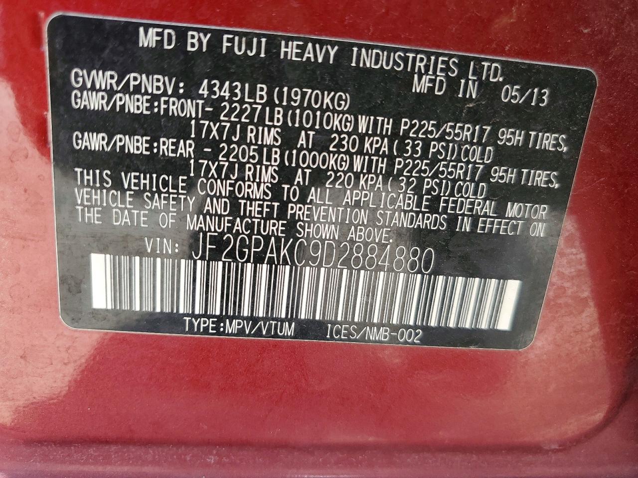 2013 SUBARU XV