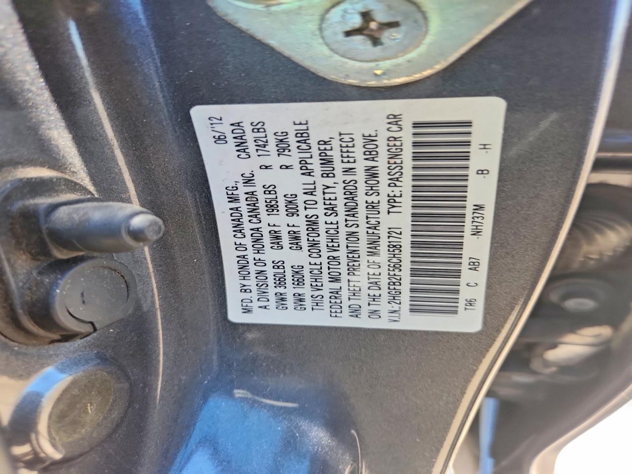 2012 HONDA CIVIC LX