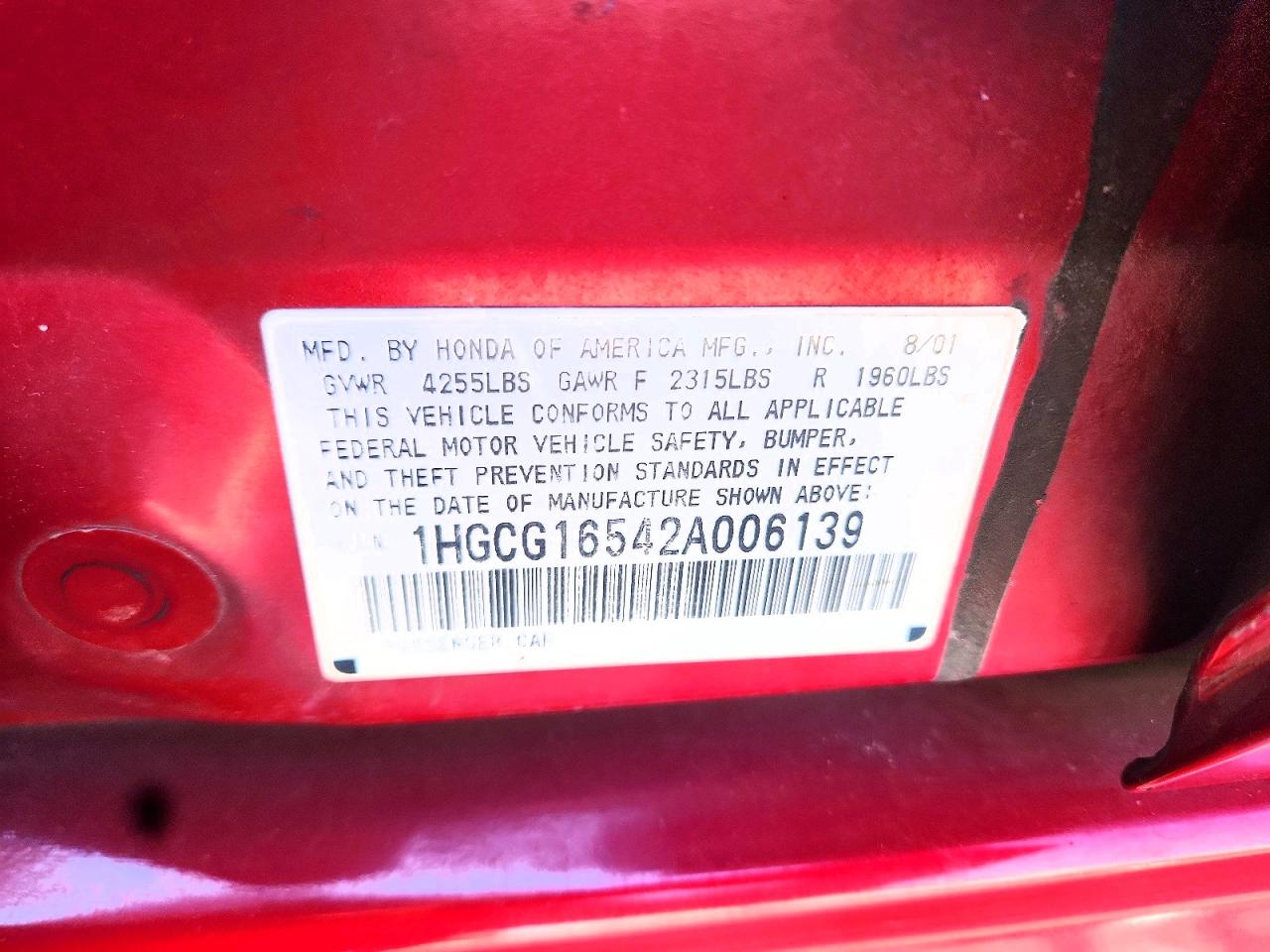 2002 HONDA ACCORD