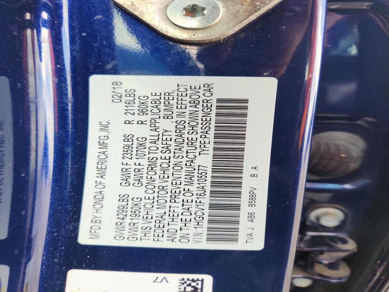 2018 HONDA ACCORD