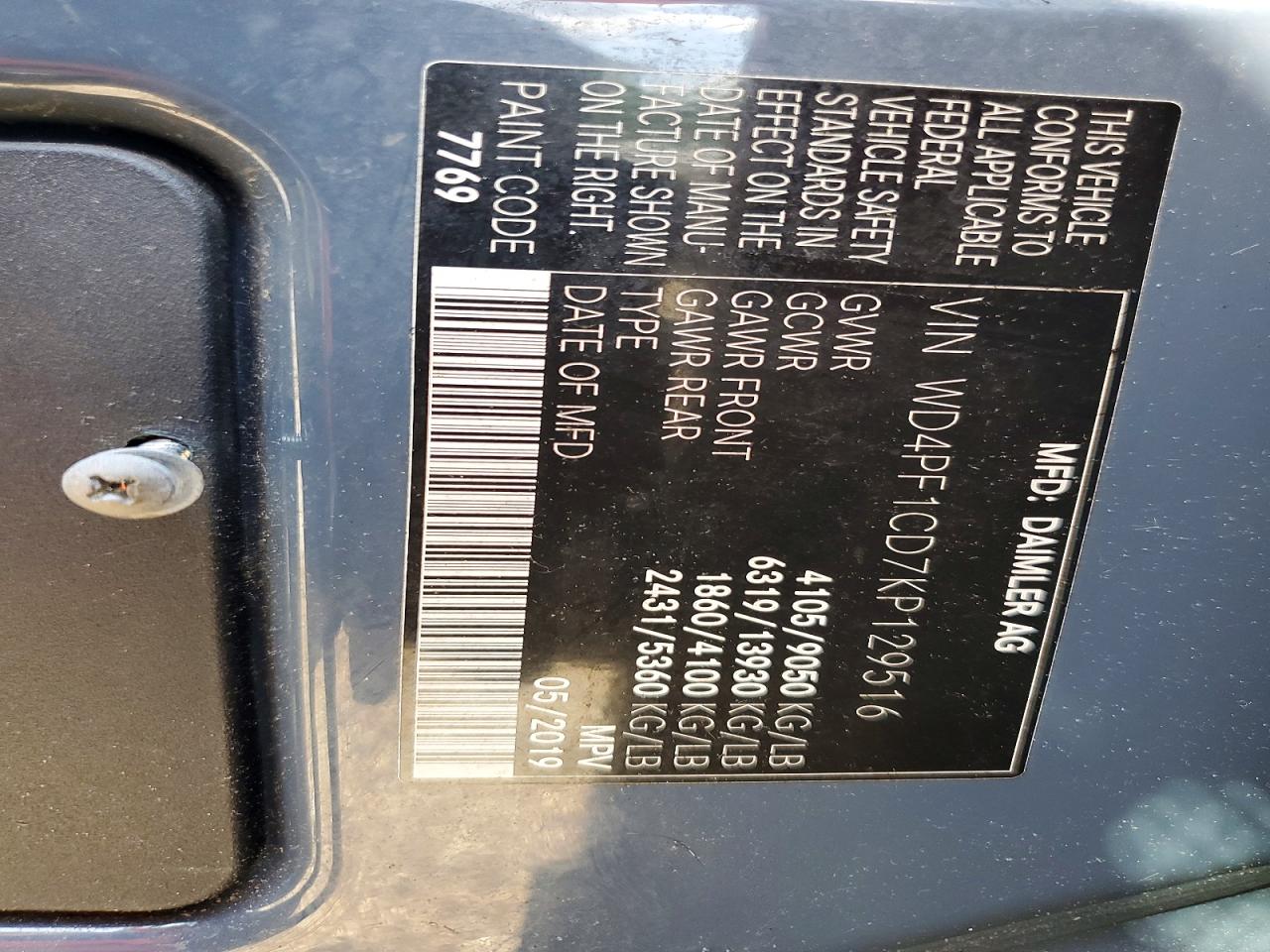 2019 MERCEDES-BENZ SPRINTER