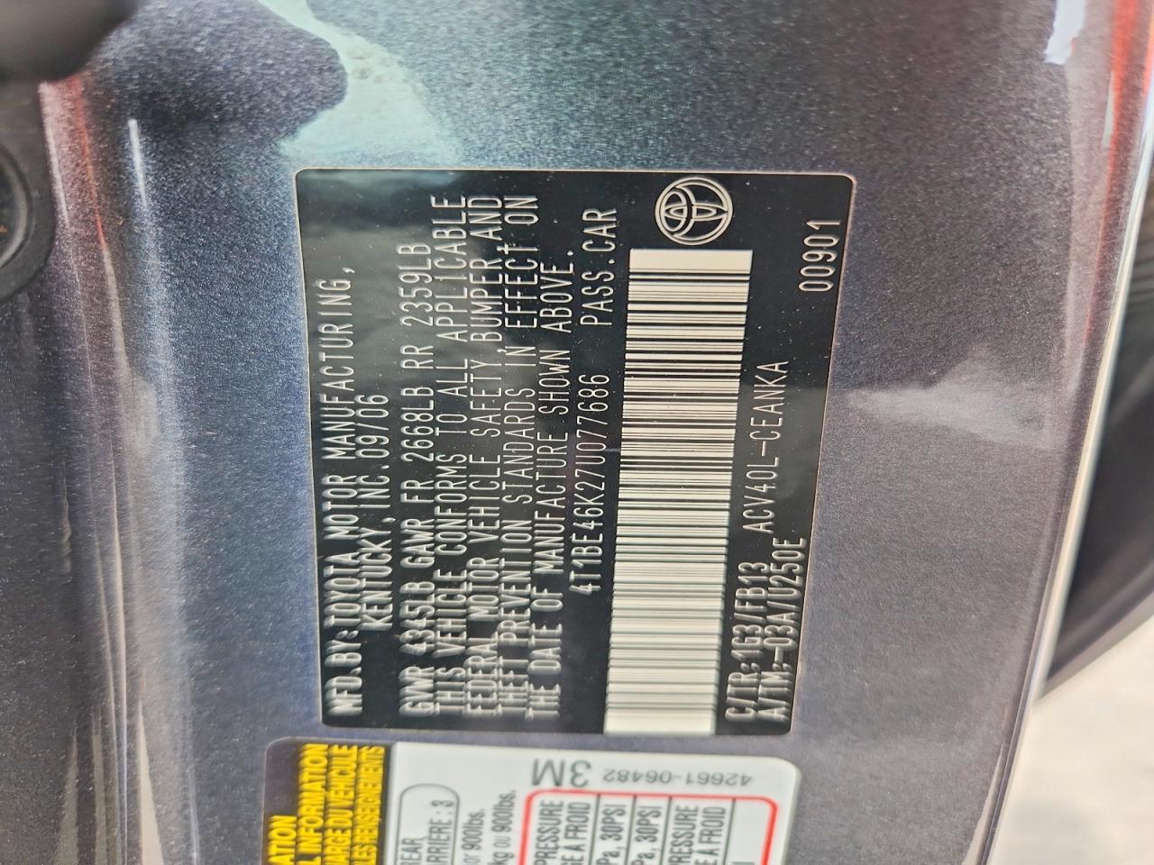 2007 TOYOTA CAMRY