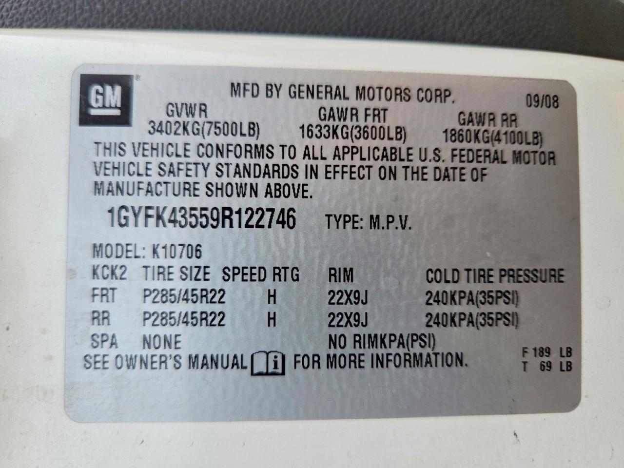2009 CADILLAC ESCALADE