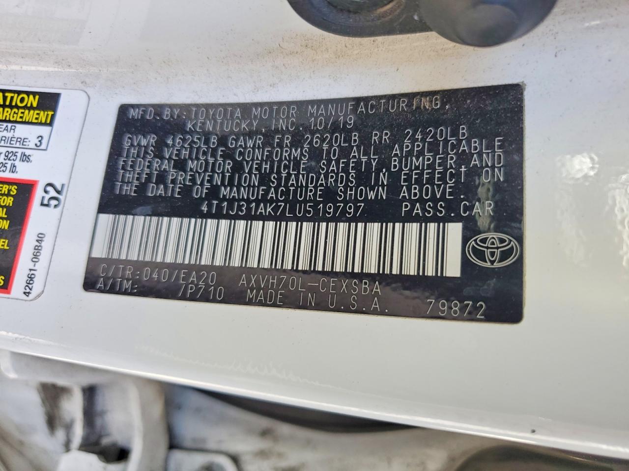 2020 TOYOTA CAMRY