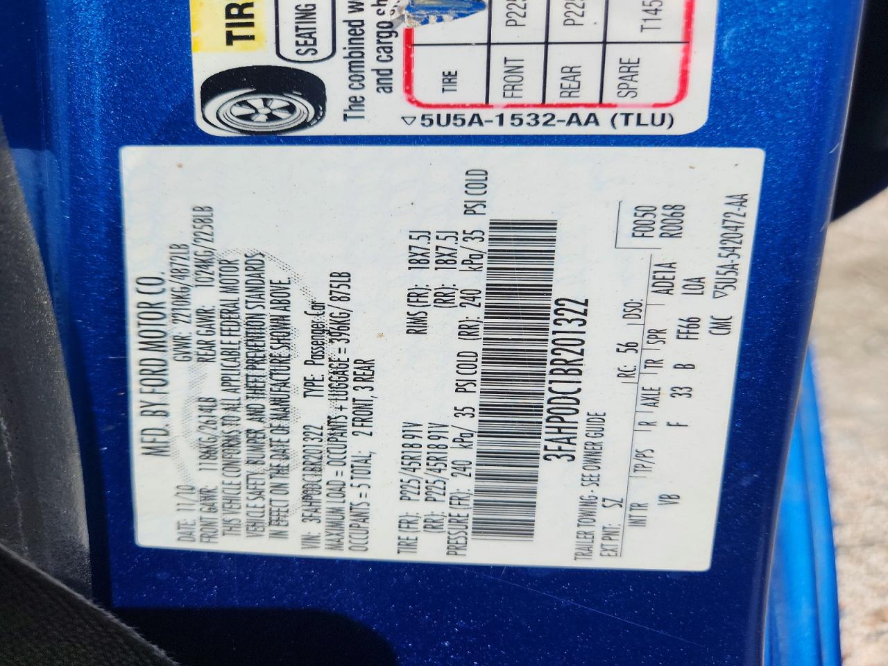 2011 FORD FUSION