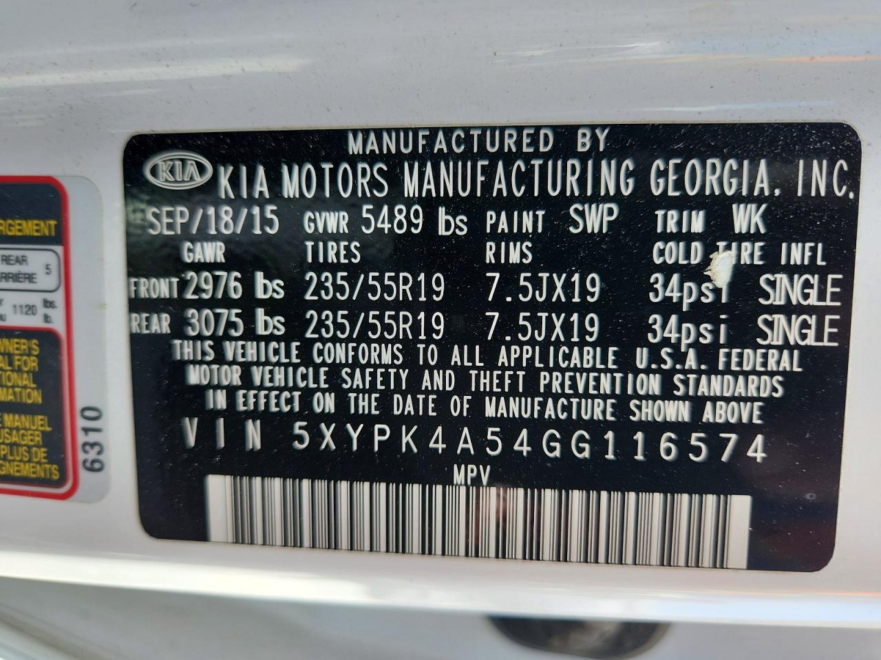 2016 KIA SORENTO