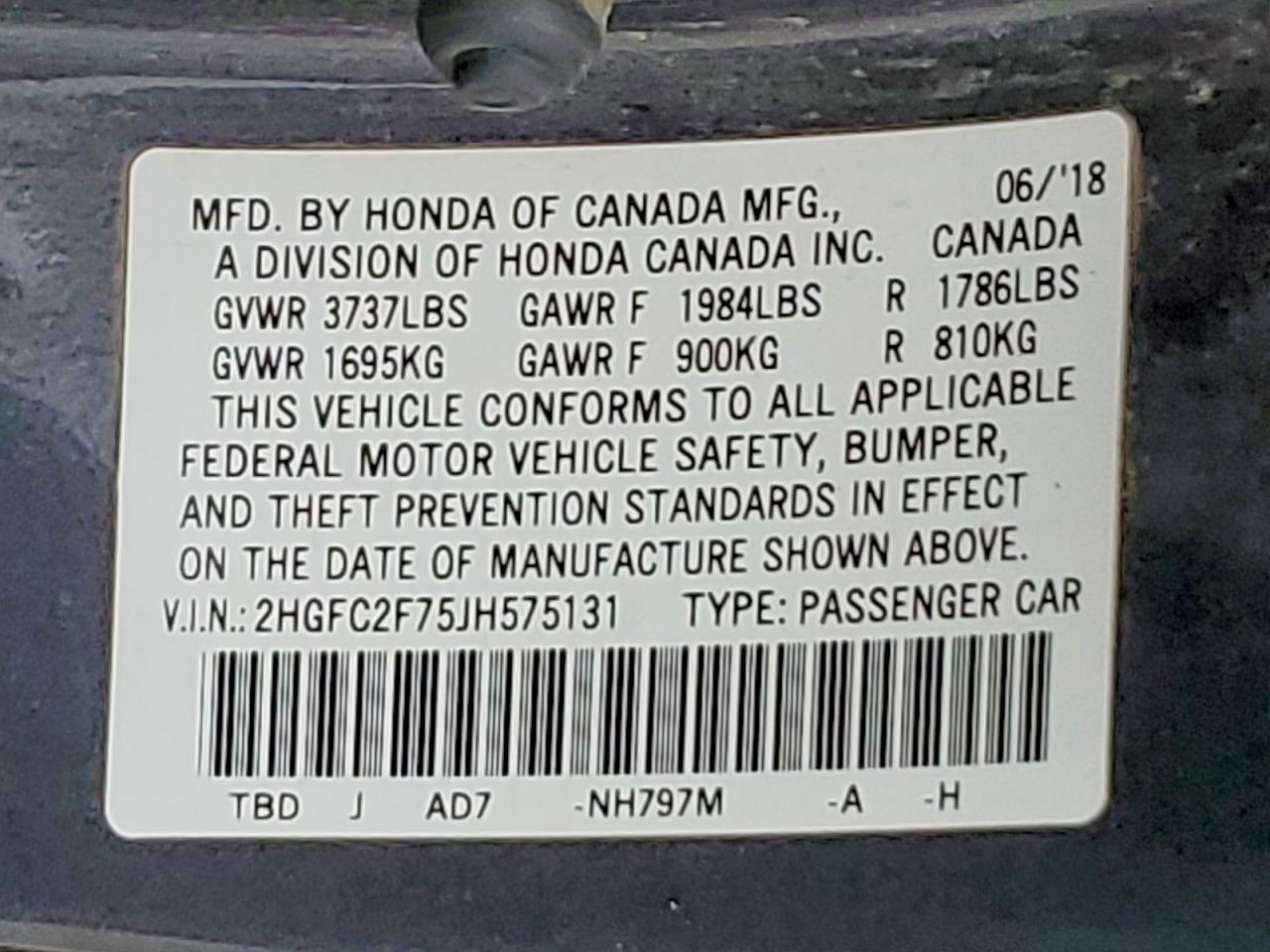 2018 HONDA CIVIC