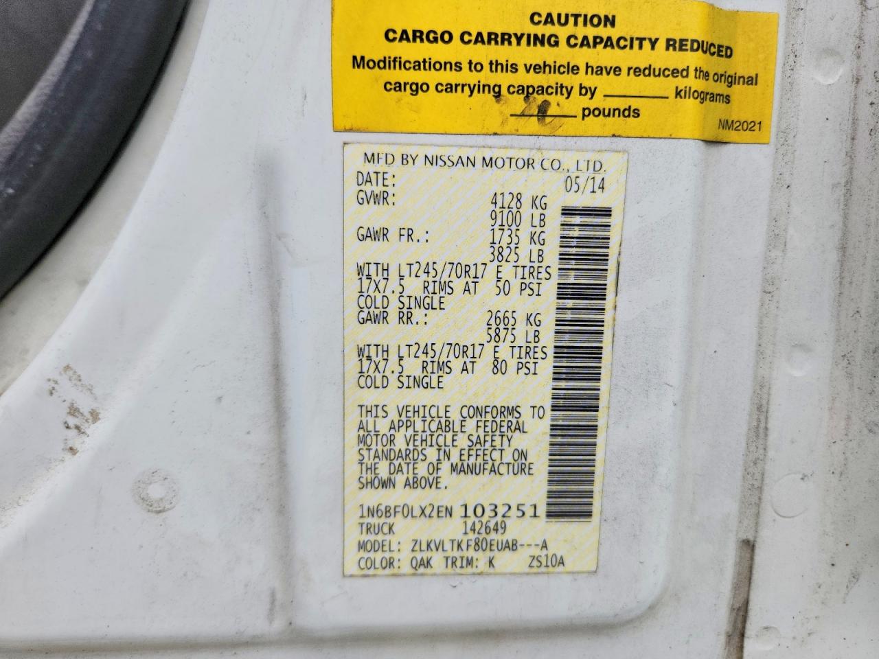 2014 NISSAN NV