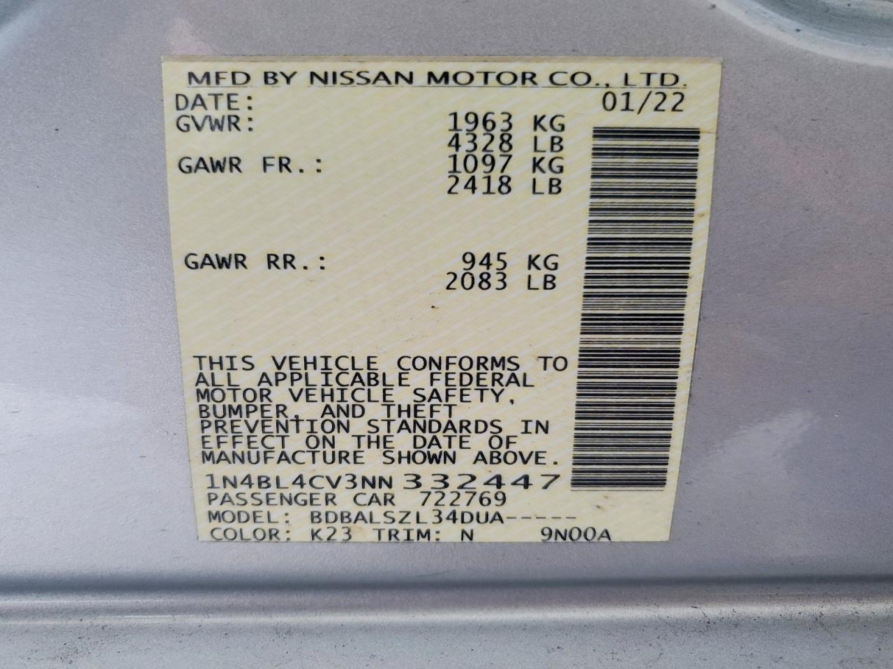 2022 NISSAN ALTIMA