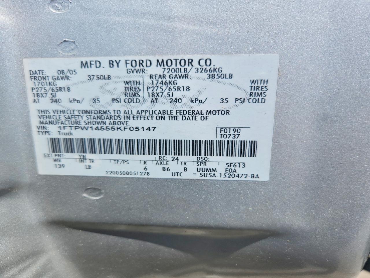 2005 FORD F150